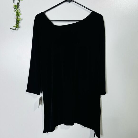 Clara Sunwoo Black 3/4 Sleeve Angle Neck Tunic NWT - Picture 9 of 9